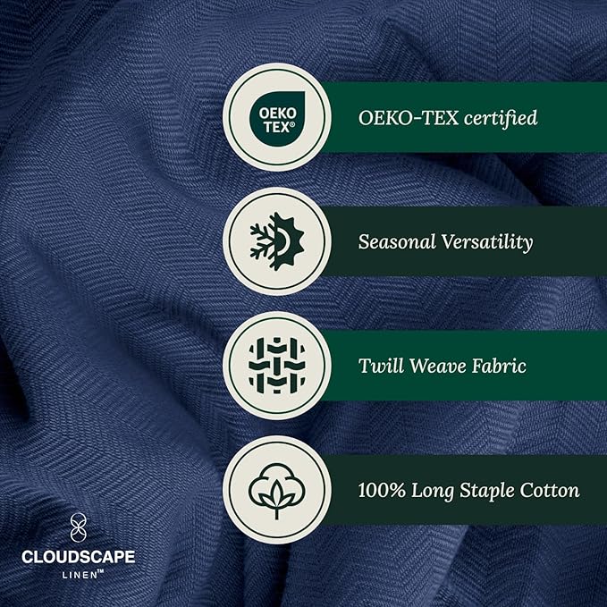 Herringbone Cotton Twin Blanket for Couch, Bed,Sofa, Home Decor, Soft, Lightweight, All-Season Bed Blanket, 68 x92, Ensign Blue