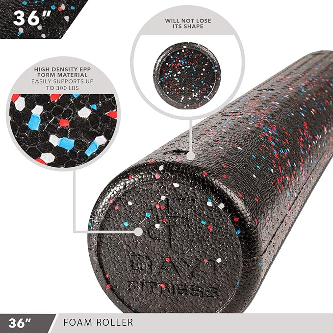 High-Density Round Foam Rollers - 4 Size and 8 Color Options - Massage Rollers for Stretching, Deep Tissue and Myofascial Release