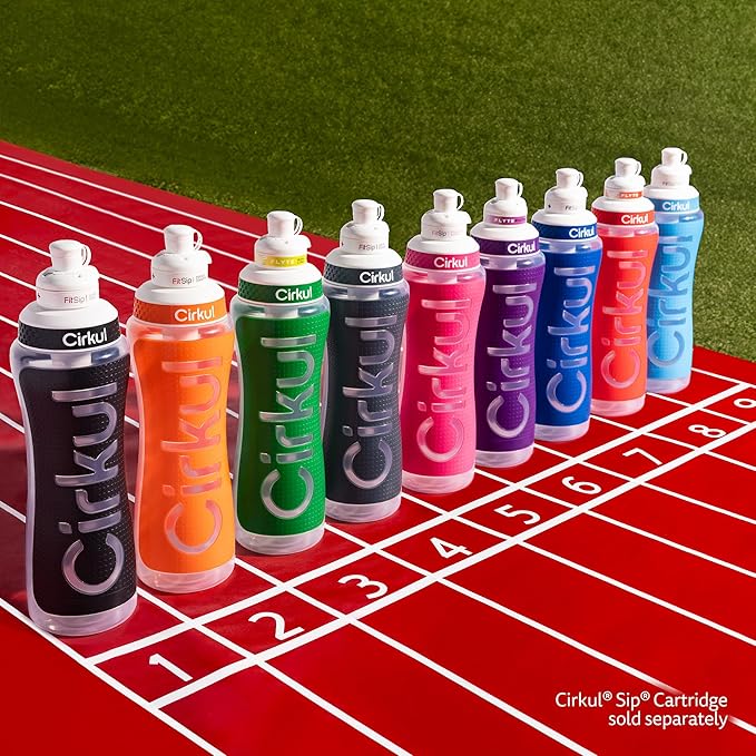 Cirkul 22oz. Gray Plastic Grip Squeeze Water Bottle & Sport Lid, BPA-Free, Non-Slip Design for Gym, Biking & Sports