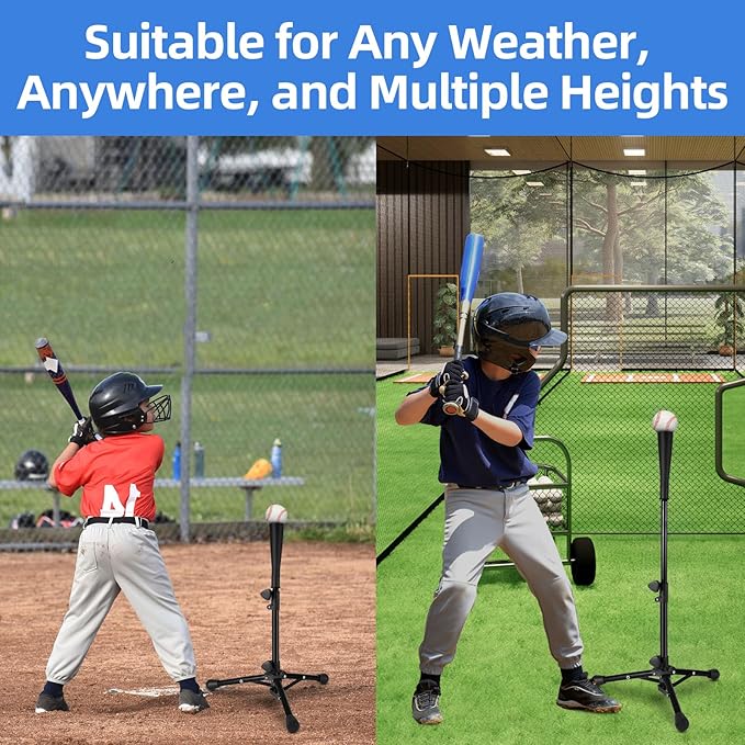 Baseball Tee For Kids, Easy Adjustable Batting Tee From 20.85 to 31.30 Inches. Foldable and Stable Baseball Tees for Hitting with Portable Bag. Softball Tee for Children Aged 3-10 Baseball Training.