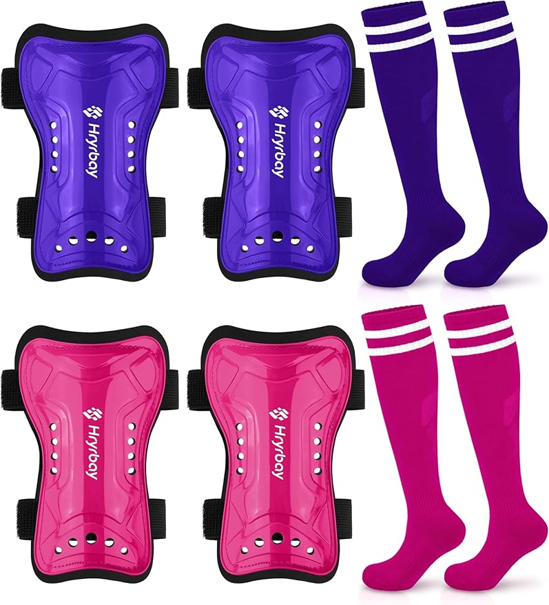 Kids Soccer Shin Guards and Socks Toddler Soccer Shin Pads Protective Defender Gear for 3-15 Years Old Youth Boys Girls
