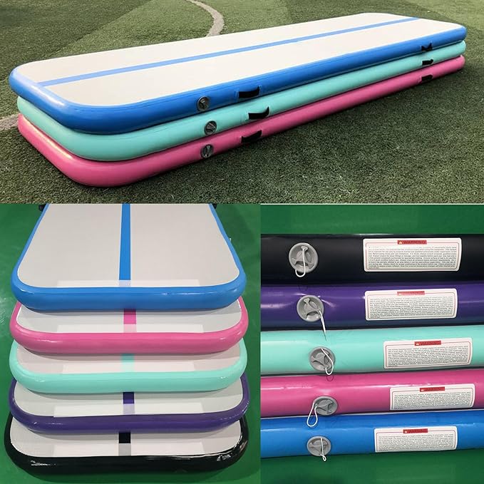 DOBESTS Inflatable Air Gymnastics Mat Tumbling Mat Tumble Track Gymnastics Training for Kids Home 6.6 feet 10 feet 13feet 16feet 20feet 4/8inch Thick for Cheerleading Dance Yoga Cheer Water With Pump