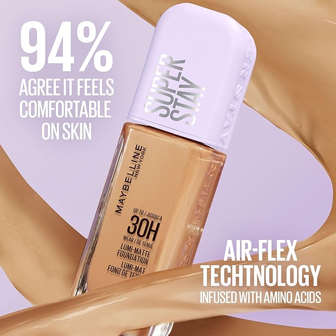Maybelline Super Stay Lumi-Matte Foundation, Lightweight and Buildable Full Coverage Foundation Makeup For Up To 30HR Wear, 400, 1 Count