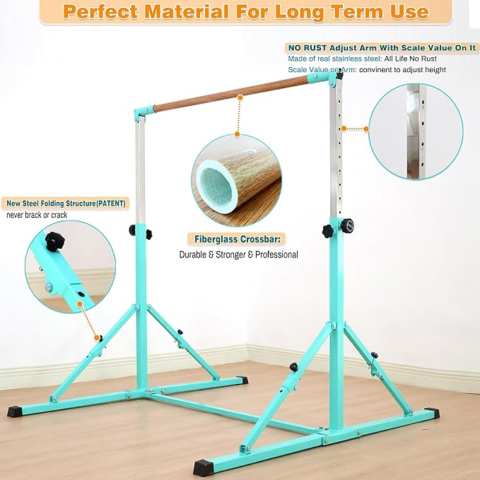 4FT/5FT Gymnastic Bar Set Gymnastics Horizontal Bar Gymnastics Kip Bar for Kids Home Use