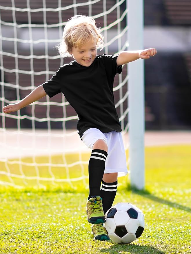 Kids Soccer Shin Guards and Socks Toddler Soccer Shin Pads Protective Defender Gear for 3-15 Years Old Youth Boys Girls