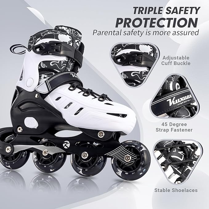 Inline Skates for Kids and Adult, Adjustable Fun Illuminating Skates for Girls, Boys, Women and Men Outdoor and Indoor, Beginner