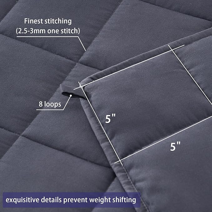 yescool Weighted Blanket for Adults (20 lbs, 60” x 80”, Grey) Cooling Heavy Blanket for Sleeping Perfect for 190-210 lbs, Queen Size Breathable Blanket with Premium Glass Bead, Machine Washable