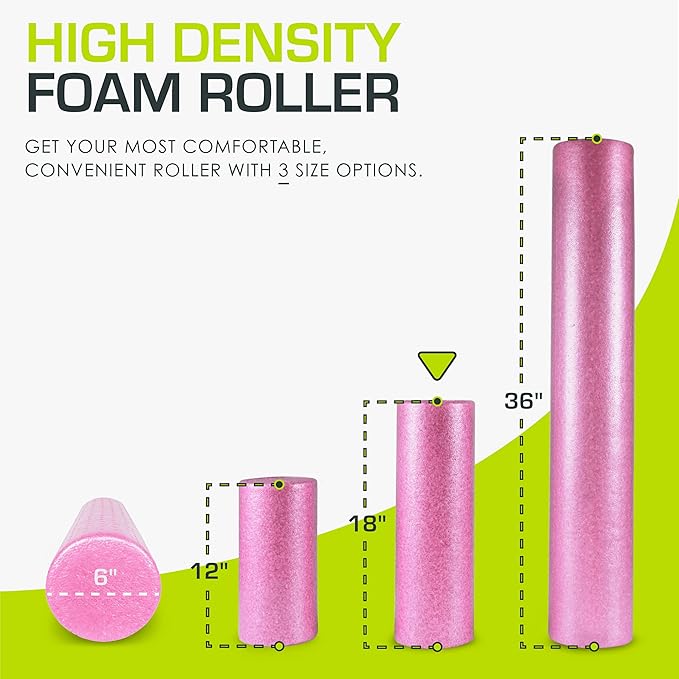 ProsourceFit High Density Foam Rollers 18 to 36 - inches Long, Firm Full Body Athletic Massage Tool for Back Stretching, Yoga, Pilates, Post Workout Muscle Recuperation