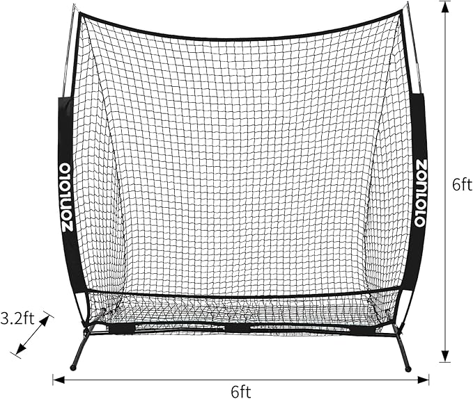 6 x 6 FT Baseball Net with 3 Diffferent Targets, Portable Practice Net for Batting，Hitting，Pitching and Throwing,Compact Package with Small Carrying Bag，Great for Kids