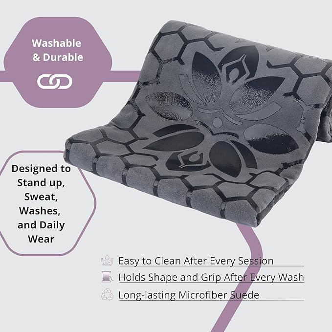 Clever Yoga Non-Slip Hot Yoga Towel – Non-Slip Grip for Hot Yoga, Sweat Absorbent, Honeycomb Silicone Grip, Stays Flat – Ideal for Pilates, Travel, Washable & Lightweight - Gray