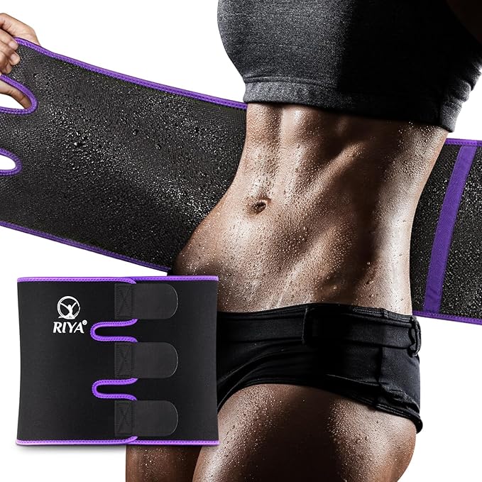 RIYA Waist Trimmer Sweat Waist Trainer for Women and Men Waist Sweat Belt Band Belly Stomach Wrap