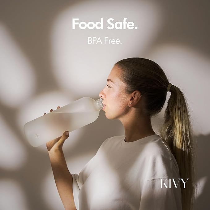 KIVY Slim Water Bottle 50oz [Lightweight & Shatterproof] - Reusable Tritan Water Bottle - Leak Proof Water Bottle for Women & Men - No Spill - Dishwasher Safe - Red water bottle