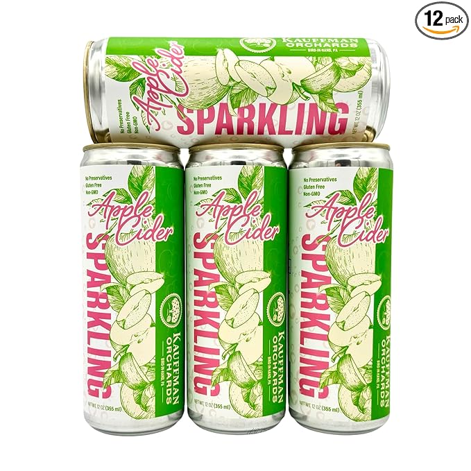 Kauffman Orchards Sparkling Apple Cider, 12 oz. Can (Pack of 12)