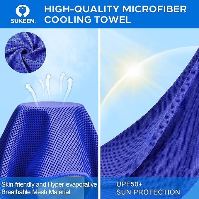 Sukeen Cooling Towel,Instant Evaporative Cooling for Sports,Yoga,Golf,Gym,Neck,Workout and More(40”x 12”)