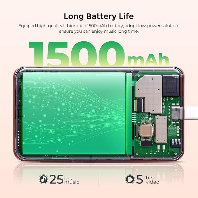 innioasis 160GB MP3 Player with Bluetooth and WiFi, Android Music Player with Spotify,Amazon Music,Pandora,4" Full Touch Screen MP3 Player with Audible,Libby,Audiobooks (Black_Red)