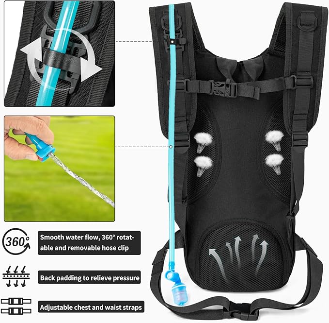 Hydration Backpack, Tactical Molle Water with 2L TPU Water Bladder, for Men Women Lightweight Water Backpack, Hydration Pack for Hiking, Biking, Climbing and Hunting