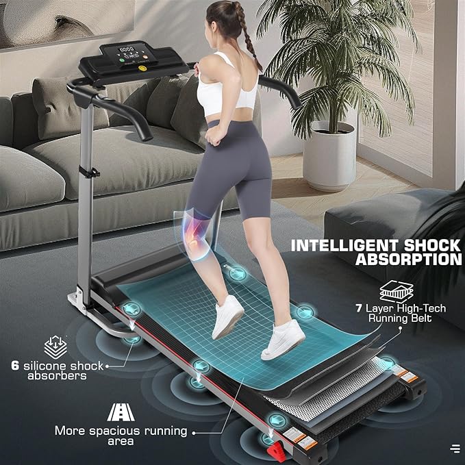 ANCHEER 2025 Premium Treadmill - 3.5HP Treadmills 350+ LBS Weight Capacity- 3-Level Incline, Foldable Design, Adjustable Height with Desk & Pulse Sensor - Perfect for Home Office & Family Workouts