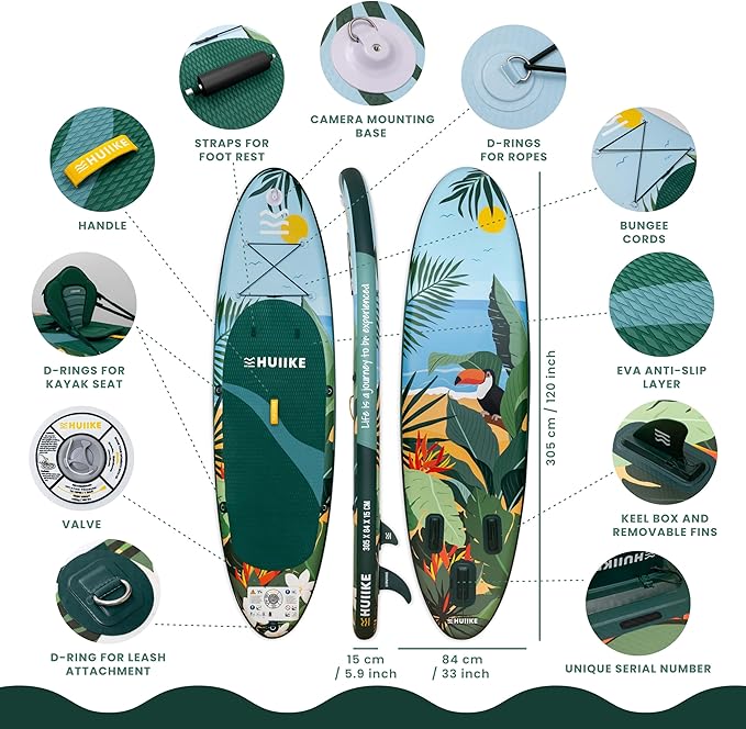 Inflatable Paddle Board for Adults with Accessories Included, Oar, Fins, Pump. Stand Up Paddleboard Great Stability and Resistance. 10’ x 33" x 5.9", Maximum Load 286 lb