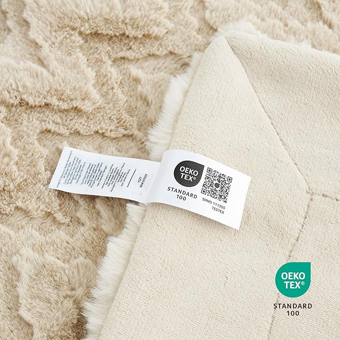 Cozy Bliss Faux Fur Throw Blanket for Couch - Soft Fuzzy Cozy Throw Gift Blankets for Women,Beige Boho Blanket for Sofa Bedroom Living Room.60 * 80 Inches