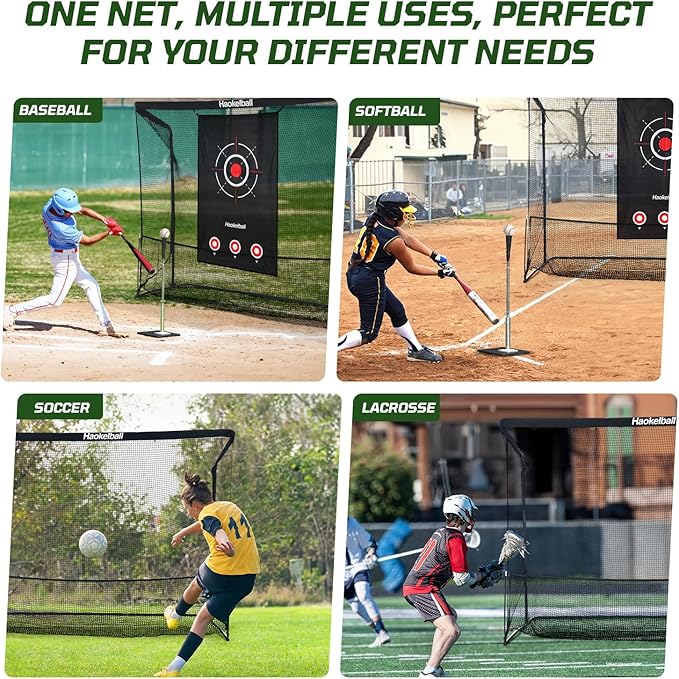 Haokelball Golf Practice Net - 10x7.5ft Hitting Net with Target Cloth for Indoor or Outdoor Use, Heavy Duty with Carry Bag