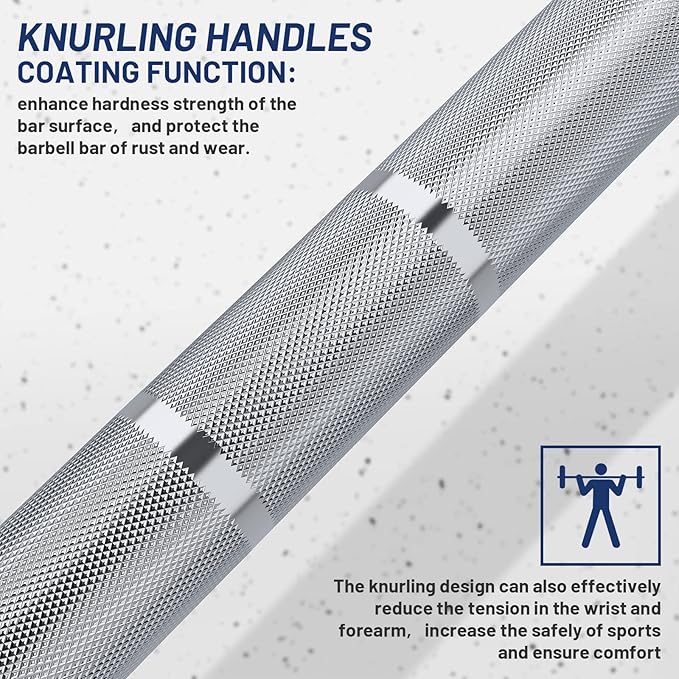 7ft Olympic Barbell Bar 45LB Load 1500lbs Capacity Available, for Gym Home Exercises, Weightlifting, Powerlifting for 2" Olympic Plates