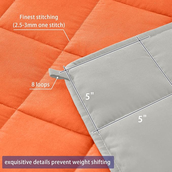 yescool Weighted Blanket for Adults (25 lbs, 60" x 80", Orange) Cooling Heavy Blanket for Sleeping Perfect for 240-260 lbs, Queen Size Breathable Blanket with Premium Glass Bead, Machine Washable