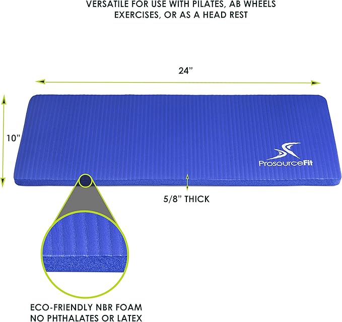 ProsourceFit Extra Thick Yoga Knee Pad and Elbow Cushion 15mm (5/8”) Fits Standard Mats for Pain Free Joints in Yoga, Pilates, Floor Workouts