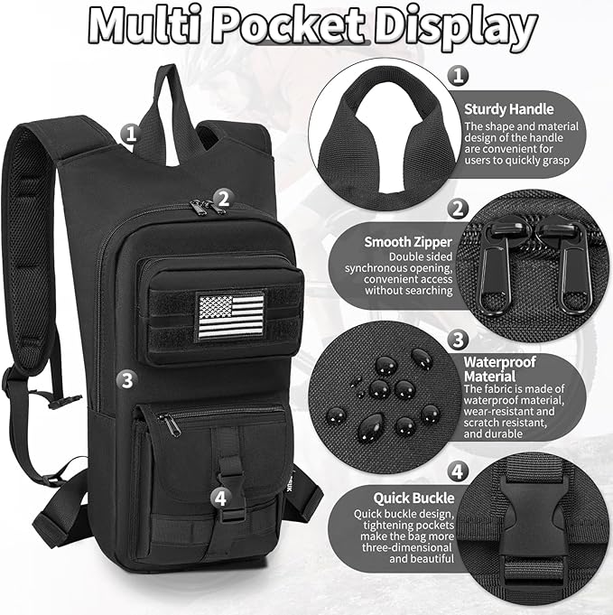 Hydration Backpack, Tactical Molle Water with 2L TPU Water Bladder, for Men Women Lightweight Water Backpack, Hydration Pack for Hiking, Biking, Climbing and Hunting