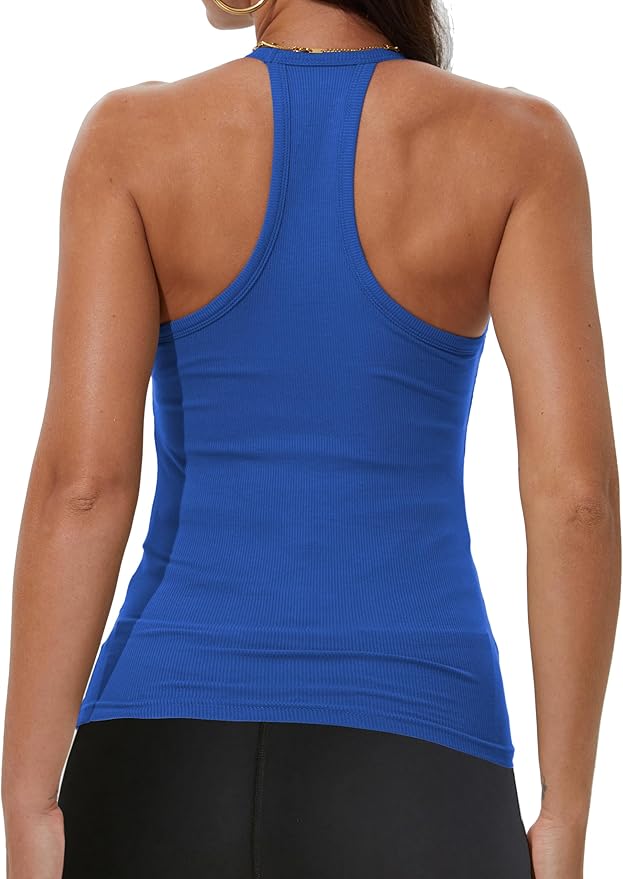 iGENJUN Workout Tops for Women Racerback Basic Tank Summer 2025 Camisole V Neck Slim Fit Ribbed Sleeveless