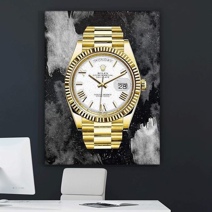 SuccessHunters Luxury Gold Watch Canvas Print Office Wall Decoration Home Decor Modern Art Prints Inspiration Motivation Inspire Entrepreneur Quote Inspirational Motivational House Decal (8 x 8 in)