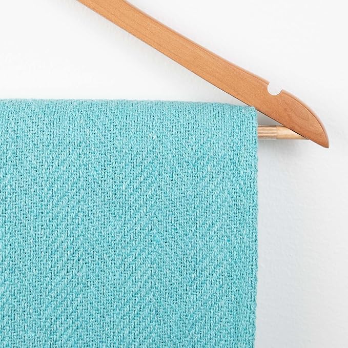 Arkwright Common Ground Bulk Blankets - Pack of 12 - Reversible 100% Cotton All Season Lightweight Couch Bed Throws for Wedding Guests, Travel, and Outdoor Events, 50 x 70 in, Aqua