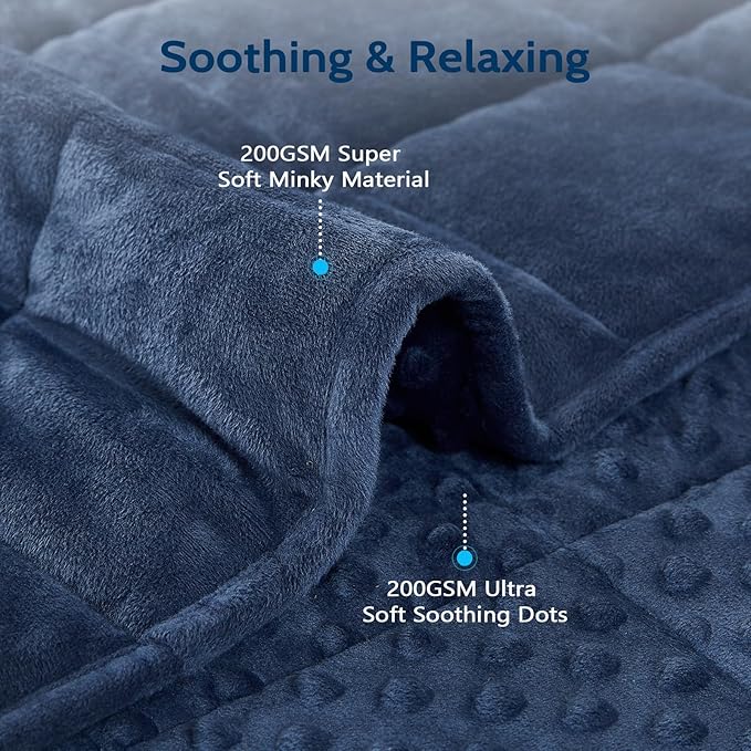 L'AGRATY Weighted Blanket for Adult - 48"x72" 15lbs Minky Dots Heavy Blanket with Glass Beads: Soft Breathable for All-Season Summer Fall Winter Thick Comfort for Sleeping