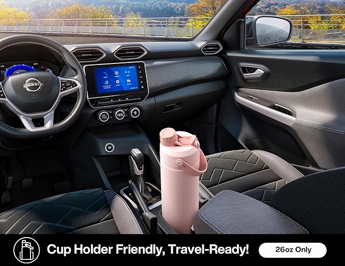 26 oz Insulated Water Bottle with 2-in-1 Straw and Spout Lid, Keep Cold 24H, Leak-Proof, Fits in Car Cup Holder, Stainless Steel Water Bottle for Sports, Travel, and School (Twilight Cosmos)