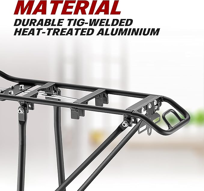 Ibera Bike Rack - Bicycle Touring Carrier Plus+ for Disc Brake/Non-Disc Brake Mount, Fat Tire Bikes, Frame-Mounted for Heavier Top & Side Loads, Height Adjustable for 26"-29" Frames