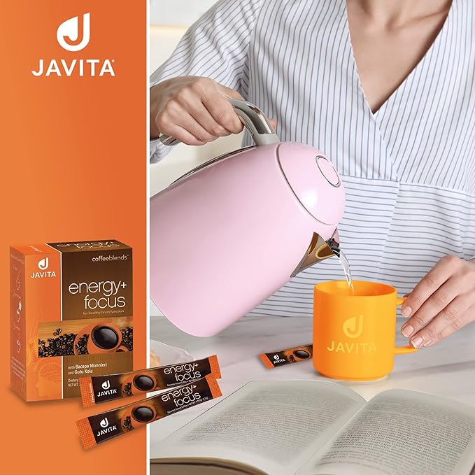 Javita Energy + Focus Instant Coffee Packets, 100% South American Arabica & Robusta Blend, plus Herbs for Clarity, Energy, & Focus, Keto, Dieters Drink, 2 box / 24 (4.2g Sticks), 48 Count
