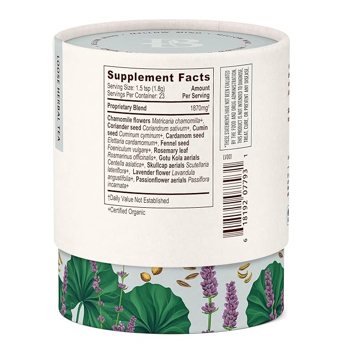 Banyan Botanicals Mellow Mind CCF Tea – Organic Lavender Chamomile Tea with Gotu Kola – Caffeine-Free Relaxation Tea for Stress Relief* – 1.5 oz. – Non-GMO Sustainably Sourced Herbal Loose Leaf Tea