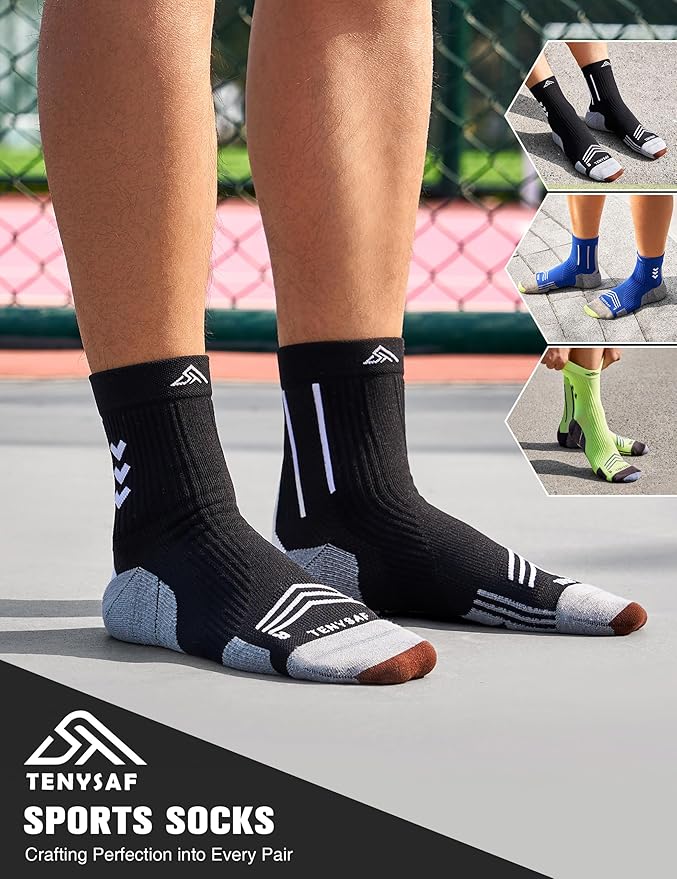 Compression Sport Running Socks: Athletic Crew Socks for Men Women Cycling Hiking Basketball Work,3 Pairs