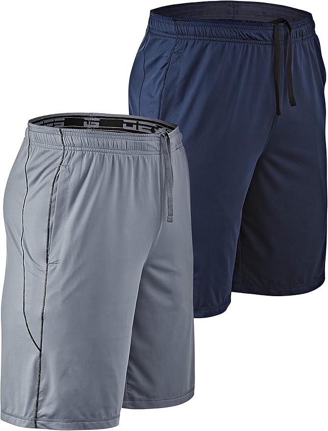 DEVOPS Men's 2-Pack Loose-Fit 10" Workout Gym Shorts with Pockets