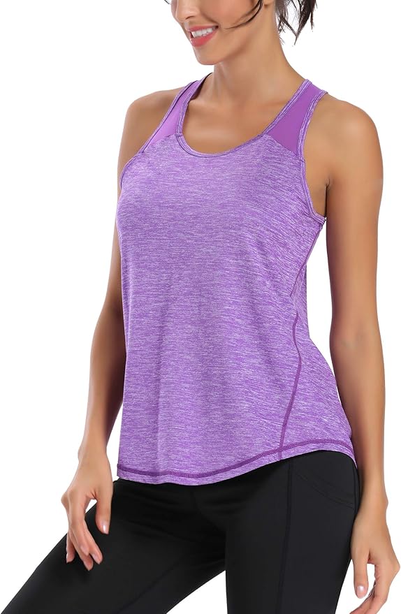 Aeuui Womens Workout Tops for Women Racerback Tank Tops Mesh Yoga Shirts Athletic Running Tank Tops Sleeveless Gym Clothes