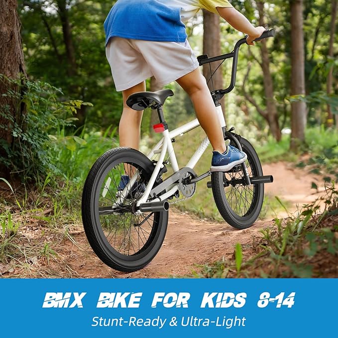 67i Boys BMX Bike 18/20 Inch Ages 8-12 Kids Bicycle with Front Rear U Brake Adjustable Seat Iron Fork 2.09" Wide Tires