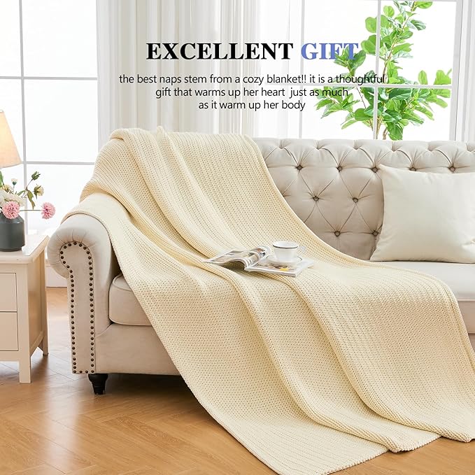 L'AGRATY Knitted Weighted Blanket - 60"x80" 15lbs Cooling Chunky Knit Heavy Blanket for Adults Braided Crochet Throw Thick Cable Yarn Knit Decorative No Beads Evenly Weighted Machine Washable
