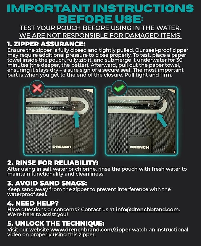 DRENCH 2-Pack Waterproof Fanny Pack | Submersible Dry Bag Waist Pack | Phone Pouch for Swimming, Boating, SUP, Snorkeling | Underwater Floating Belt Bag | IPX8 Waterproof Case