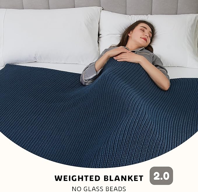 L'AGRATY Knitted Weighted Blanket - 48"x72" 15lbs Cooling Chunky Knit Heavy Blanket for Adults Braided Crochet Throw Thick Cable Yarn Knit Decorative No Beads Evenly Weighted Machine Washable