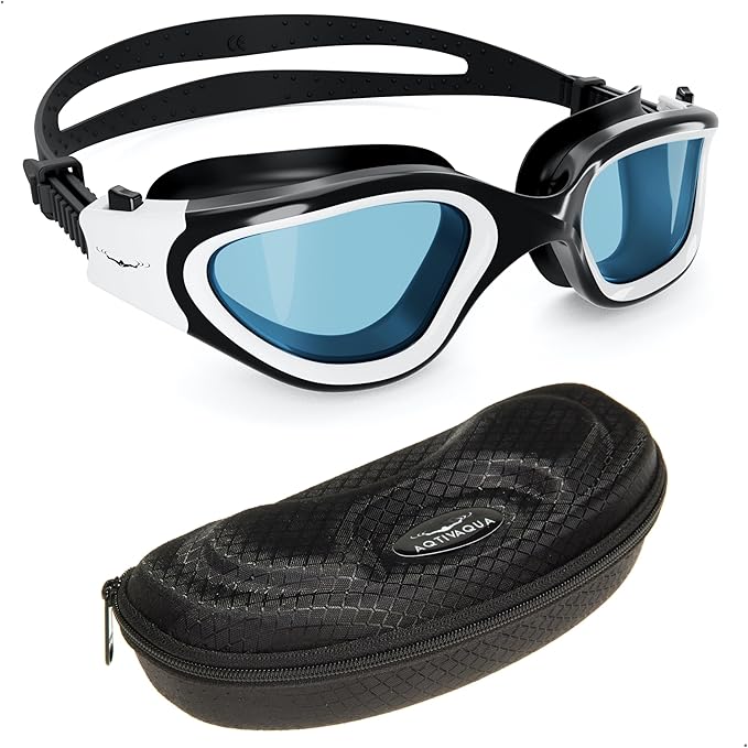 AqtivAqua Swimming Goggles, DX Wide View Swim Goggles for Adult Men Women, Anti Fog No Leaking