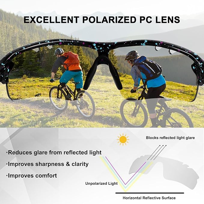BangLong Polarized Sports Sunglasses Cycling Sun Glasses for Men Women with 5 Interchangeable Lenes for Running Baseball Golf