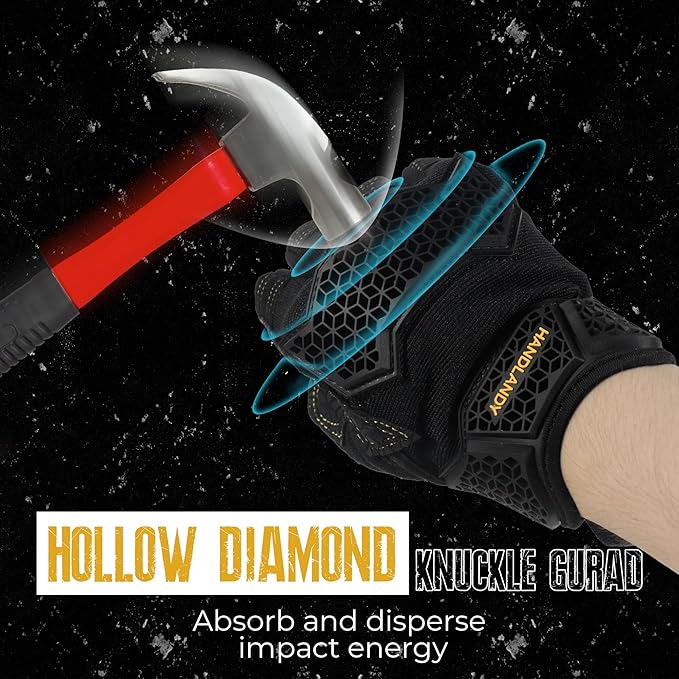 HANDLANDY Fingerless Framer Work Gloves for Men, Utility Grip Paded Gloves for Tactical Shooting Airsoft Hunting Driving (Black- 3 Fingerless, Large (Pack of 1))