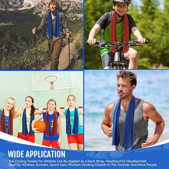 Hosuly 30 Pack Cooling Towels, 40"x12" Ice Breathable Soft Chilly Sweat Rag Microfiber Workout Rags for Gym Cooling Towels for Neck and Face for Yoga Golf Sport Running