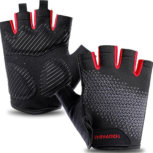 weiatas Cycling Gloves for Men Women Padded, Half Finger Road Mountain Bike Gloves, Shock-Absorbing Anti-Slip Breathable Sports Gloves for Bicycle Riding Motorcycle Rowing Gym