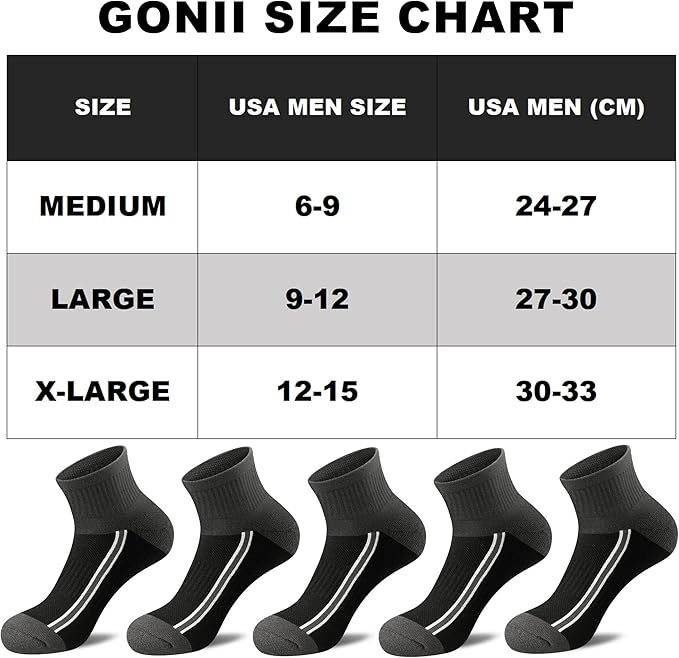 Gonii men ankle socks for men athletic running Cushion Quarter Socks 5 Pairs