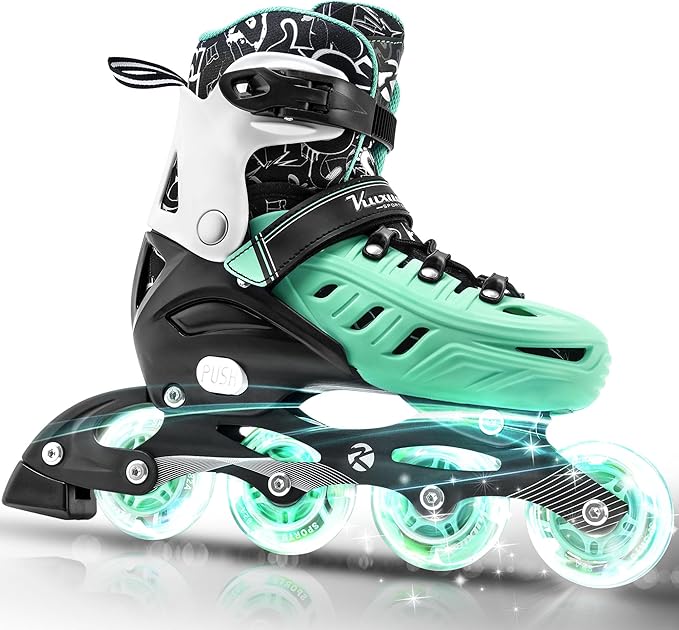 Inline Skates for Kids and Adult, Adjustable Fun Illuminating Skates for Girls, Boys, Women and Men Outdoor and Indoor, Beginner